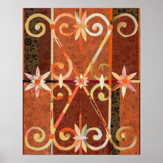 Golden Sunset in CHEFCHAOUEN Paper Collage Poster (Voorkant)