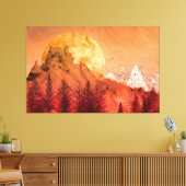 Golden sunset in the red mountains canvas afdruk (Insitu (Woonkamer))