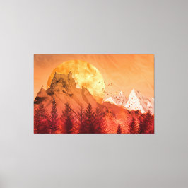 Golden sunset in the red mountains canvas afdruk