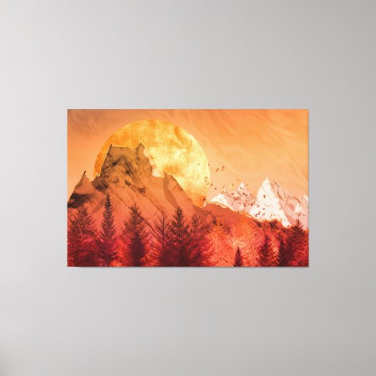 Golden sunset in the red mountains canvas afdruk (Voorkant)