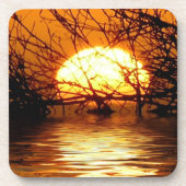 Golden Sunset Liquid Reflection Set van 6 Onderzetter (Voorkant)