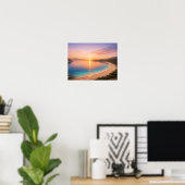 Golden Sunset Ocean Bay Poster - Mediterranean (Thuiskantoor)