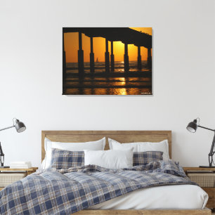 Golden Sunset Ocean Beach Pier in Californië Canvas Afdruk