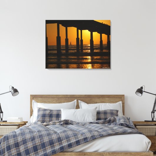 Golden Sunset Ocean Beach Pier in Californië Canvas Afdruk (Insitu (Slaapkamer))