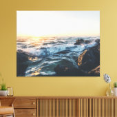 Golden Sunset Ocean Waves on Rocks Serene Seascape Canvas Afdruk (Insitu (Woonkamer))
