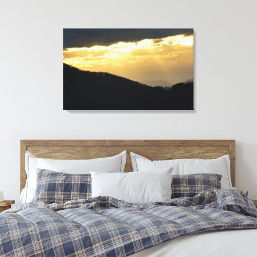 Golden Sunset op de blauwe schijf Canvas Afdruk (Insitu (Slaapkamer))