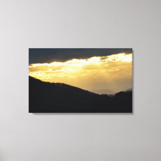 Golden Sunset op de blauwe schijf Canvas Afdruk (Voorkant)