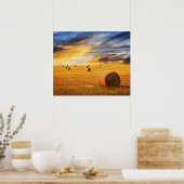 Golden Sunset Over Boerderij Field Poster (Keuken)