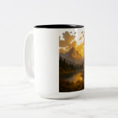 Golden Sunset Over Tranquil Mountain Lake Tweekleurige Koffiemok (Voorkant links)