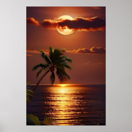 Golden Sunset Paradise | Tropical Beach Wall Poste Poster