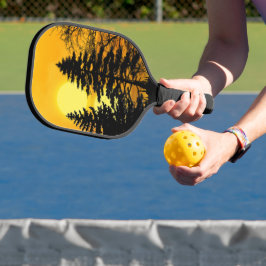 Golden Sunset Pine Trees Lake Pickleball Paddle