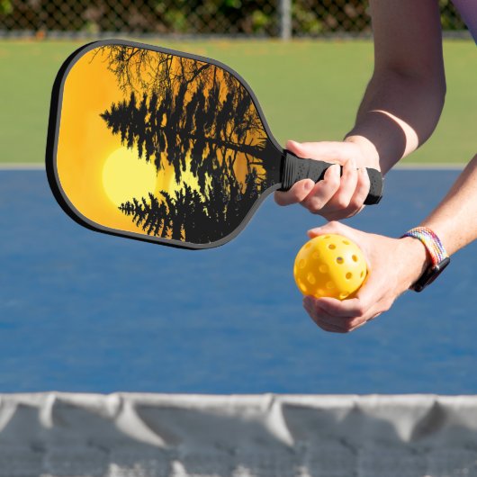 Golden Sunset Pine Trees Lake Pickleball Paddle (Insitu)