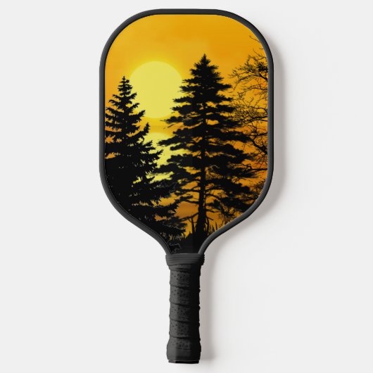 Golden Sunset Pine Trees Lake Pickleball Paddle (Achterkant)