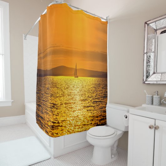 Golden Sunset Sail Douchegordijn (In situ)