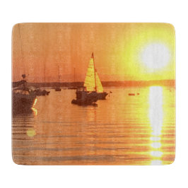 *~* Golden Sunset Sailboot Rhode Island Snijplank
