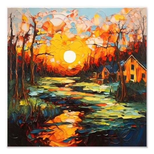 Golden Sunset Serenity Foto Afdruk (Voorkant)