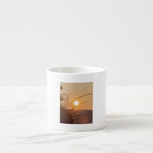 Golden Sunset Serenity – Nature Inspired Coffee Mu Espresso Kop (Voorkant)