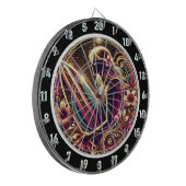 Golden Sunset Surfer met Neon Glow Dartbord (Voorkant Links)