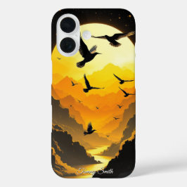 Golden Sunset Vlucht - Majestic Birds & Mountains iPhone 16 Hoesje