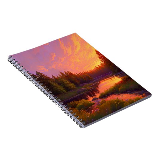 Golden Sunset's Embrace in het dennenbos Notitieboek (Rechterzijde)