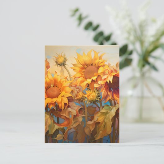 Golden Sunshine Blossom Boeket Feestdagenkaart (Staand voorkant)