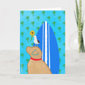 Golden Surfboard Dog Seagull Kaart (Voorkant)