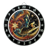 Golden Surfer Riding Sunset Wave Art Dartbord (Voorkant)