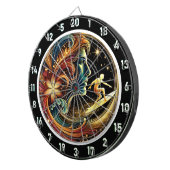 Golden Surfer Riding Sunset Wave Art Dartbord (Voorkant Rechts)