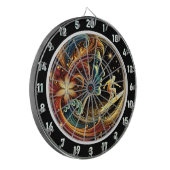 Golden Surfer Riding Sunset Wave Art Dartbord (Voorkant Links)