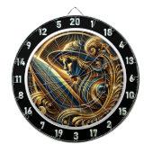 Golden Surfer Sunset Glow Art Dartbord (Voorkant)