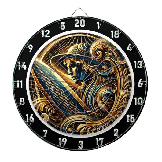 Golden Surfer Sunset Glow Art Dartbord (Voorkant)