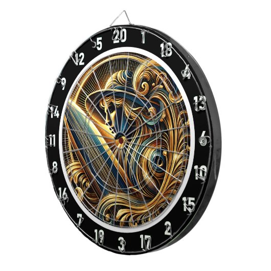 Golden Surfer Sunset Glow Art Dartbord (Voorkant Rechts)