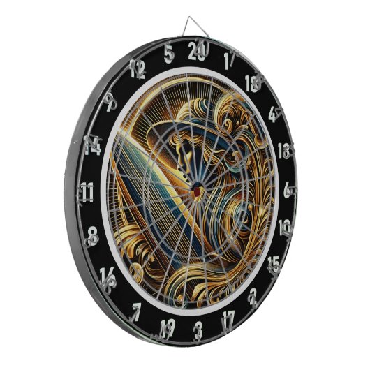 Golden Surfer Sunset Glow Art Dartbord (Voorkant Links)