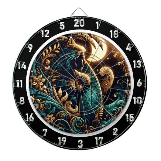 Golden Surfer Sunset Glow Art Piece Dartbord (Voorkant)