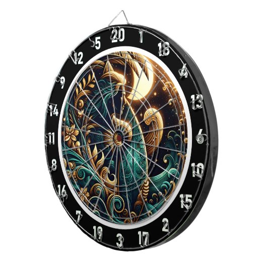 Golden Surfer Sunset Glow Art Piece Dartbord (Voorkant Rechts)