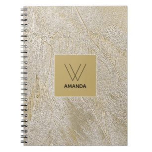 Golden Swan Feathers Monogram Notitieboek