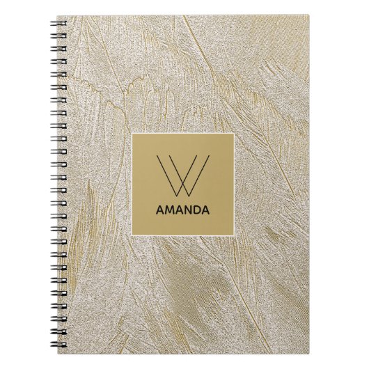 Golden Swan Feathers Monogram Notitieboek (Voorkant)
