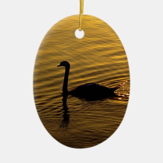 Golden Swan Keramisch Ornament (Voorkant)