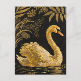 Golden Swan op een Midnight Pond Briefkaart