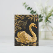 Golden Swan op een Midnight Pond Briefkaart (Staand voorkant)