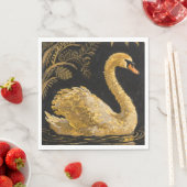 Golden Swan op een Midnight Pond Servet (Insitu)