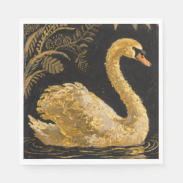 Golden Swan op een Midnight Pond Servet