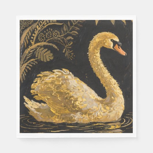 Golden Swan op een Midnight Pond Servet (Voorkant)