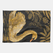 Golden Swan op een Midnight Pond Theedoek (Horizontaal)