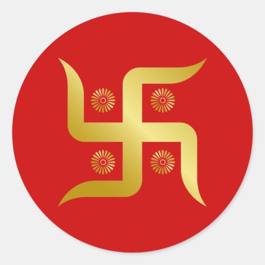 Golden Swastika Ronde Sticker (Voorkant)