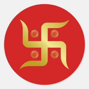 Golden Swastika Ronde Sticker