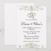 Golden Swirl 50th Jubileum Invite Kaart (Voorkant / Achterkant)