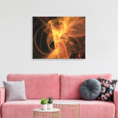 Golden Swirl Abstracte Fractal Flame Canvas Afdruk (Insitu (Woonkamer))