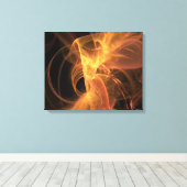 Golden Swirl Abstracte Fractal Flame Canvas Afdruk (Insitu (Houten vloer))