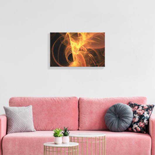 Golden Swirl Abstracte Fractal Flame Canvas Afdruk (Insitu (Woonkamer))